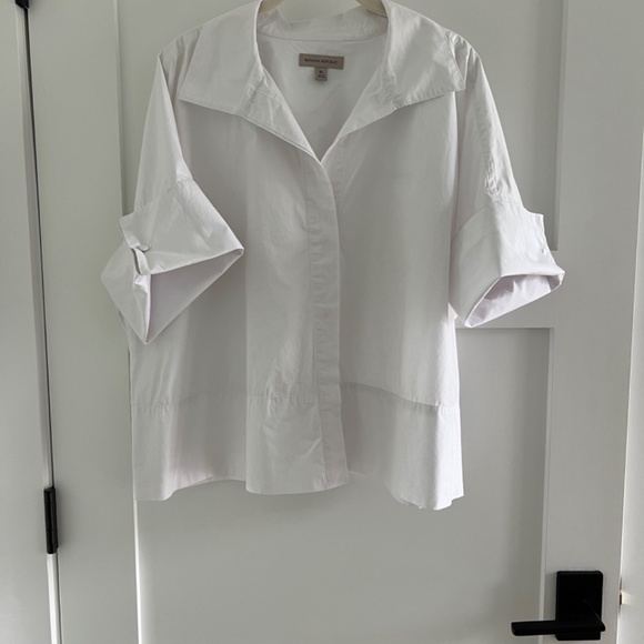 Banana Republic Heavy Cotton Poplin White Boxy Shirt Sz XL - Picture 7 of 9